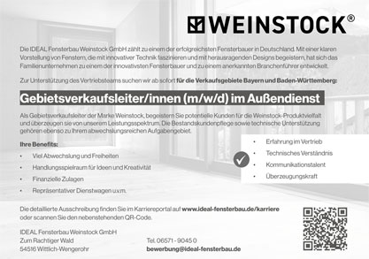 Stellenanzeige IDEAL Fensterbau